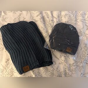 Knit Beanie and Scarf Set